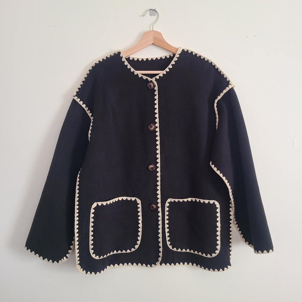 Oversized Stitched Jacket and Scarf